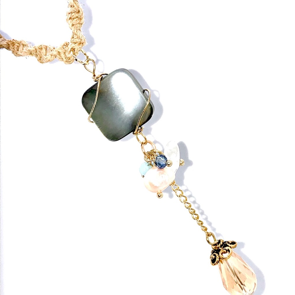 Hemp Necklace with Wire Wrapped Dangling Charm